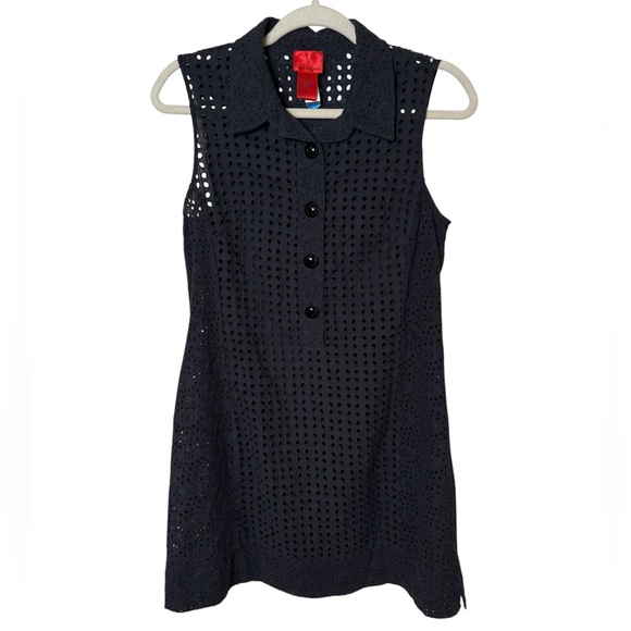 Christina Black Eyelet Button Down Shirt - Picture 1 of 6